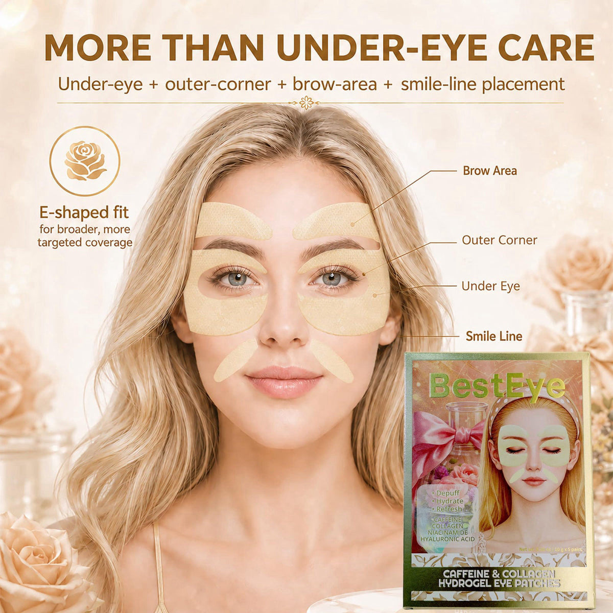 Besteye Collagen Under Eye Patches for Puffy Eyes and Dark Circles,Eye Mask – packaging and label