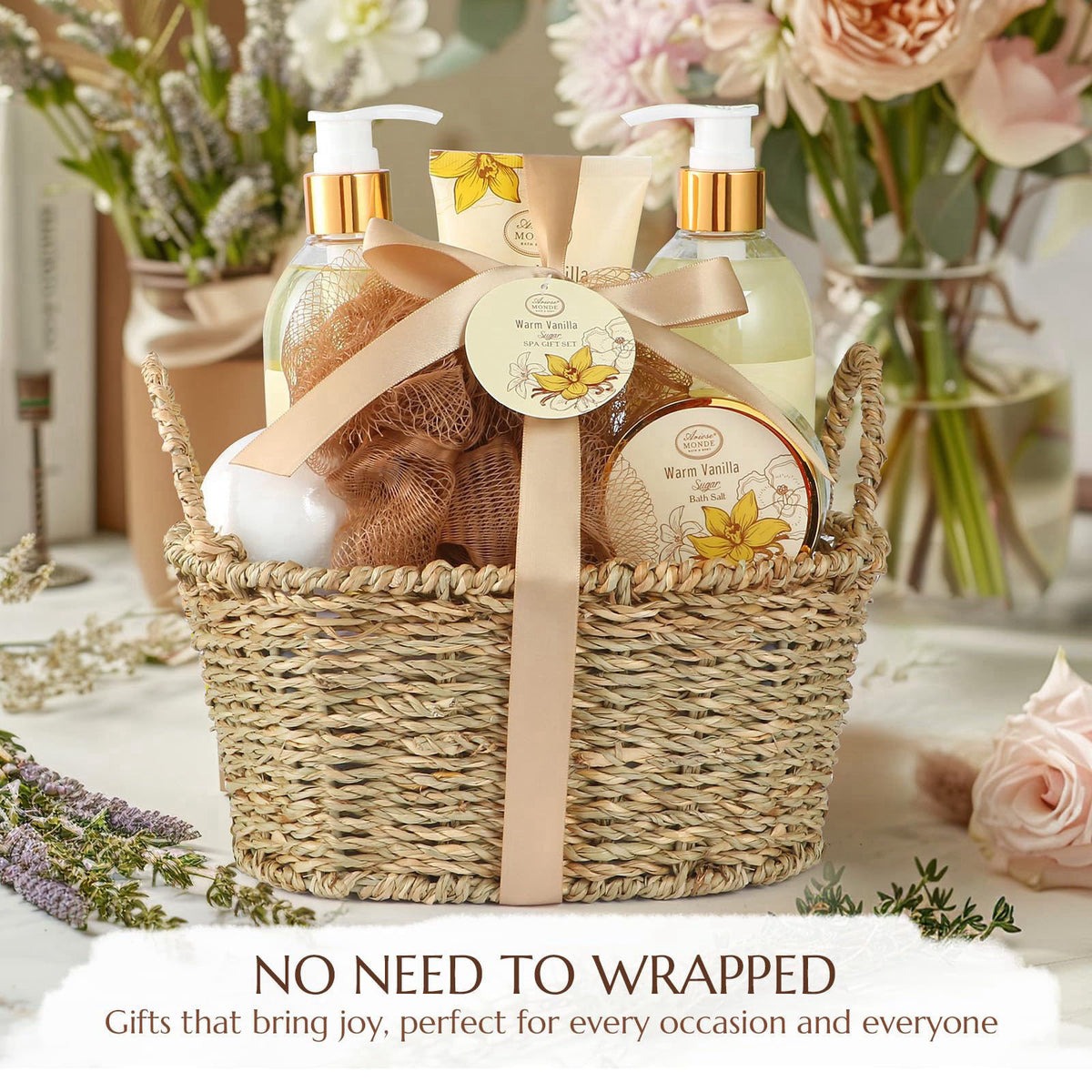ArioseMonde Bath and Body Warm Vanilla Sugar Gift Set, 7pcs Gift Basket for Women, Mom – close-up detail