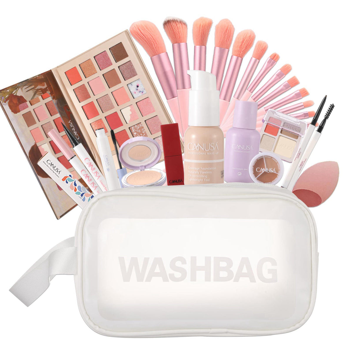 26Pc Full Face Makeup Set Gift Surprise for Women Cosmetic Essential Starter Bundle Include 24 Colors Eyeshadow Palette,