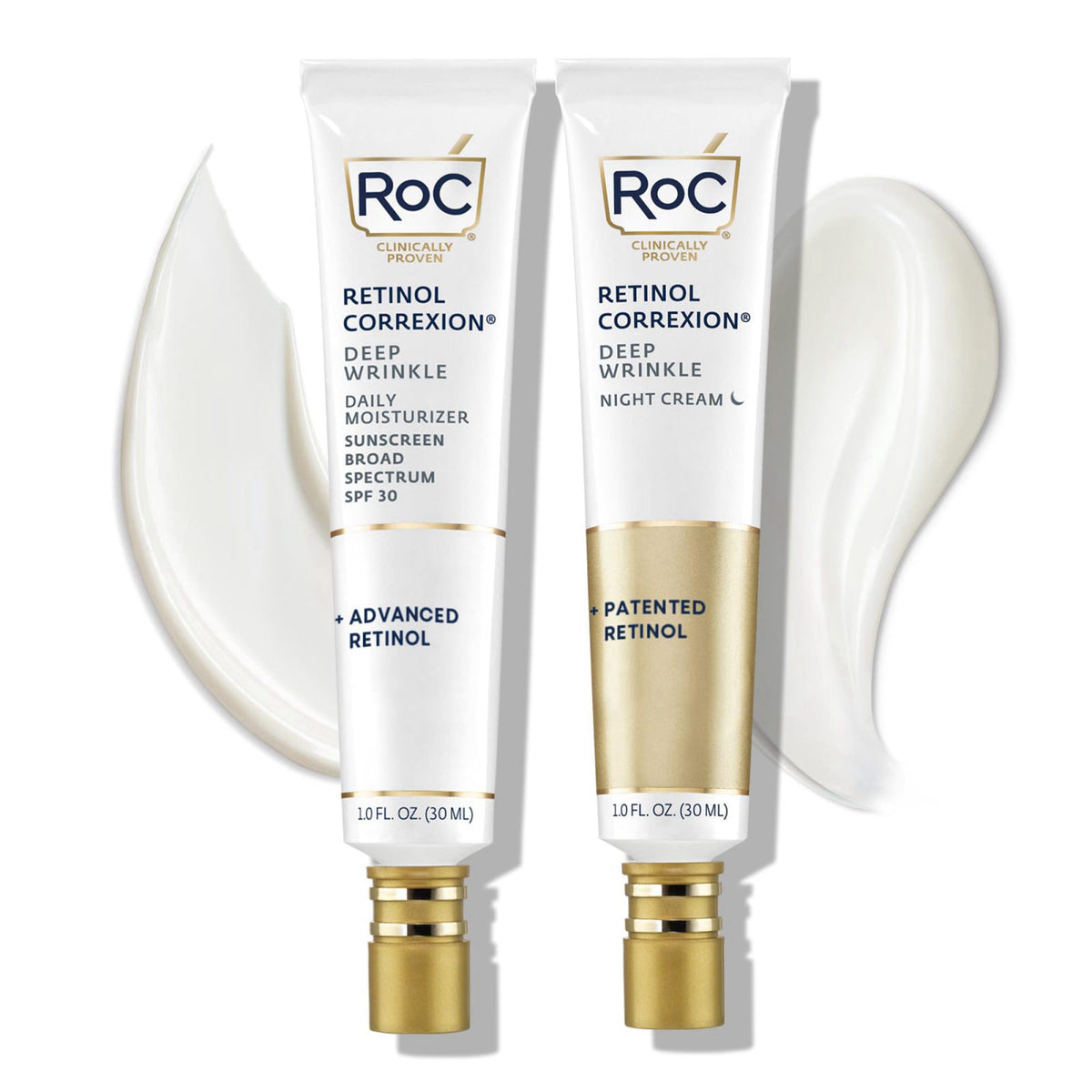 RoC Retinol Correxion Deep Wrinkle Facial Moisturizer Skin Care Bundle: Retinol Correxion Deep Wrinkle Night Cream + Dee