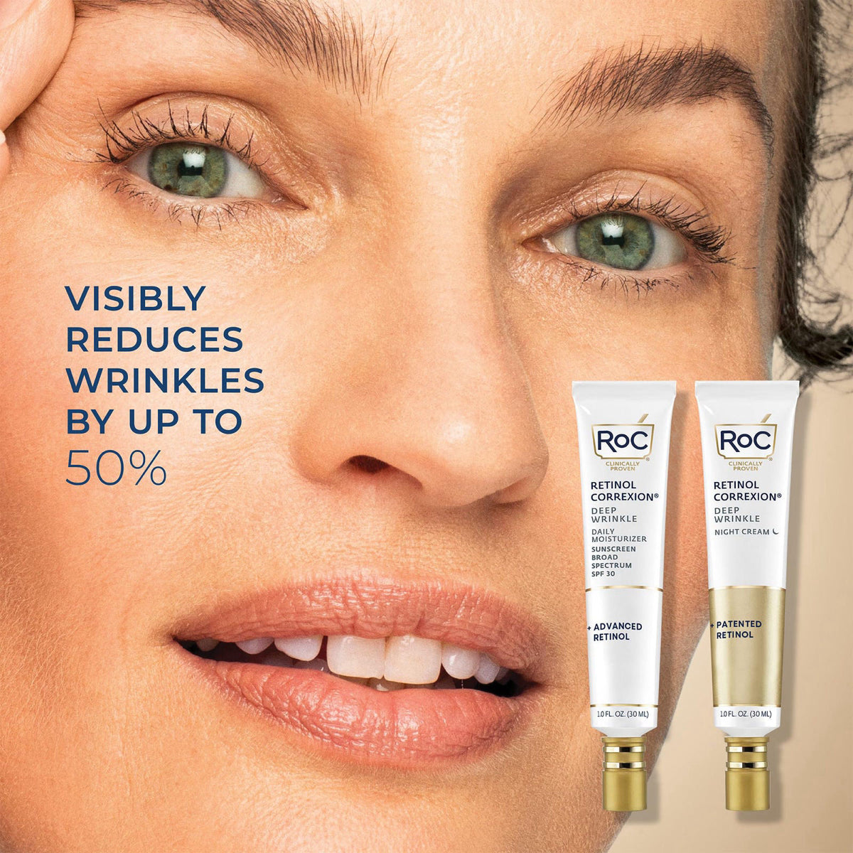 RoC Retinol Correxion Deep Wrinkle Facial Moisturizer Skin Care Bundle: Retinol Correxion Deep Wrinkle Night Cream + Dee