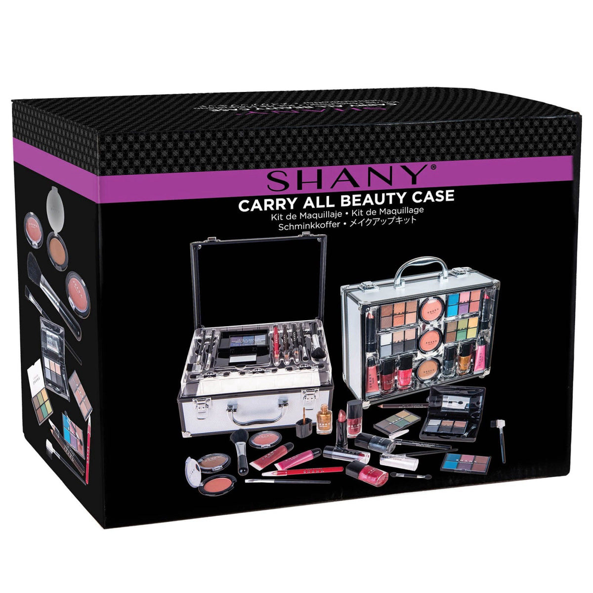 SHANY Carry All Trunk Makeup Train Case with Re-usable Aluminum Beauty Storage Organizer Case. Make up Set with Eye pale