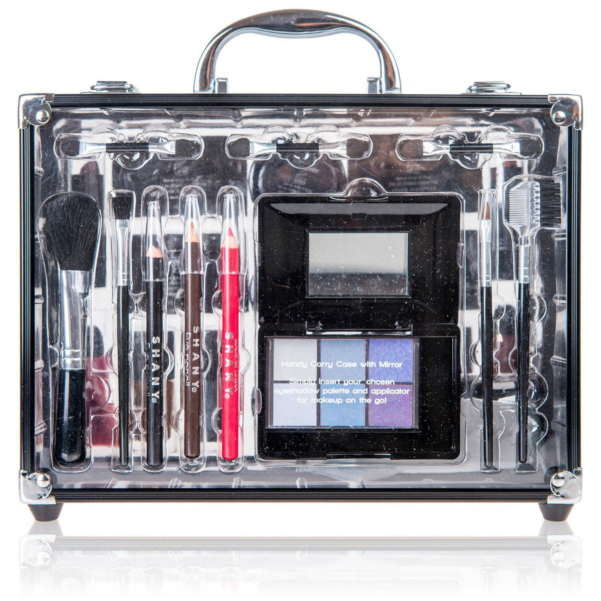 SHANY Carry All Trunk Makeup Train Case with Re-usable Aluminum Beauty Storage Organizer Case. Make up Set with Eye pale