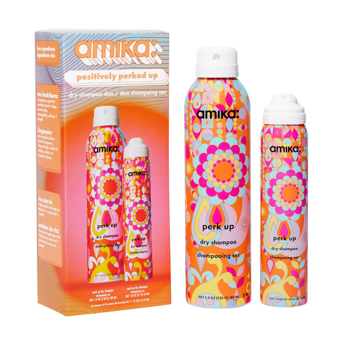 amika positively perked up dry shampoo duo | gift set for refreshing hair between wash days – All Hair Colors, Talcum Fr