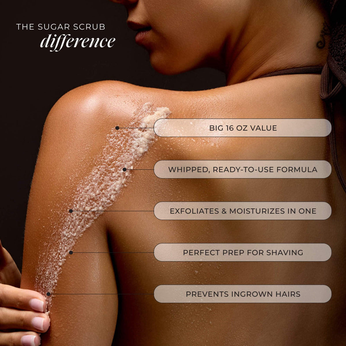 LALICIOUS Sugar Tiare Flower Exfoliating Body Scrub, Moisturizing Whipped Exfoliator, Pre-Shave Scrub for Ingrown Hairs 