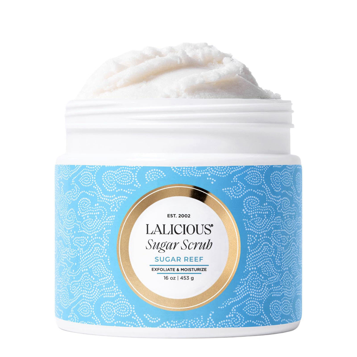 LALICIOUS Sugar Tiare Flower Exfoliating Body Scrub, Moisturizing Whipped Exfoliator, Pre-Shave Scrub for Ingrown Hairs 
