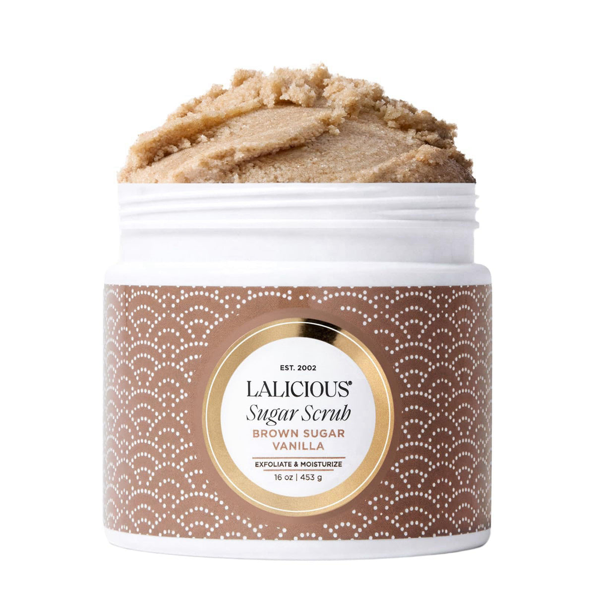 LALICIOUS Sugar Tiare Flower Exfoliating Body Scrub, Moisturizing Whipped Exfoliator, Pre-Shave Scrub for Ingrown Hairs 
