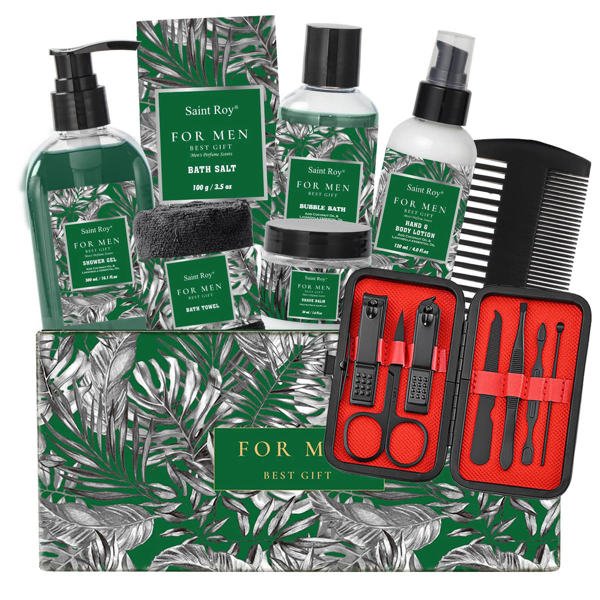 Saint Roy 15Pc Man Perfume Beard Grooming Spa Set For Men, Facial Skin Care Set – product photo (Sets &amp; Kits)