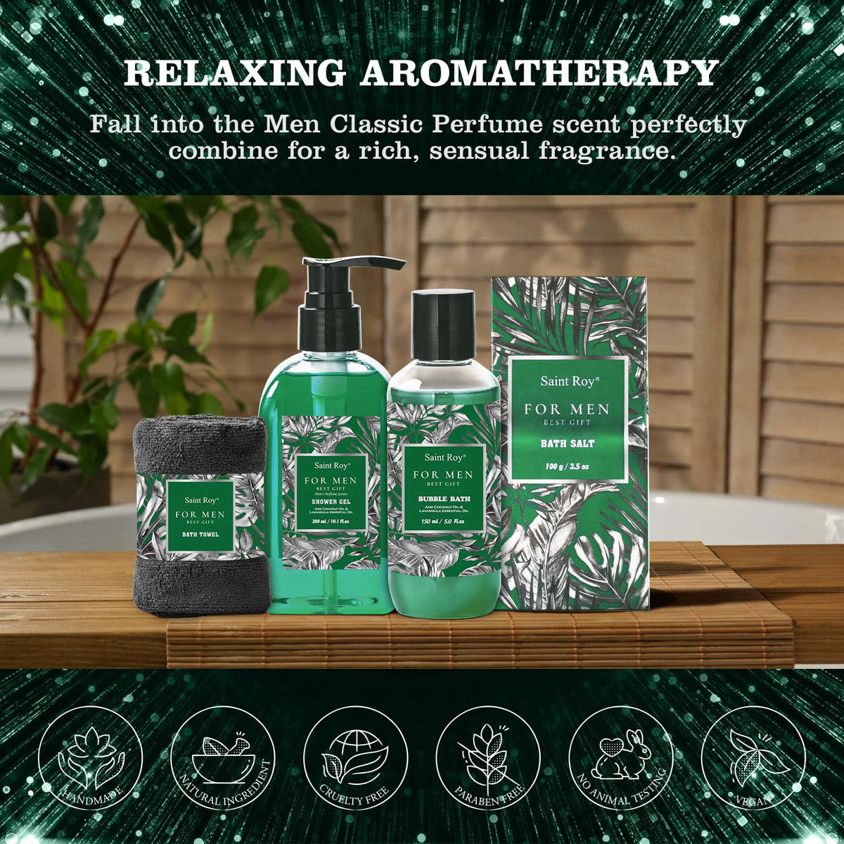 Saint Roy 15Pc Man Perfume Beard Grooming Spa Set For Men, Facial Skin Care Set – full view