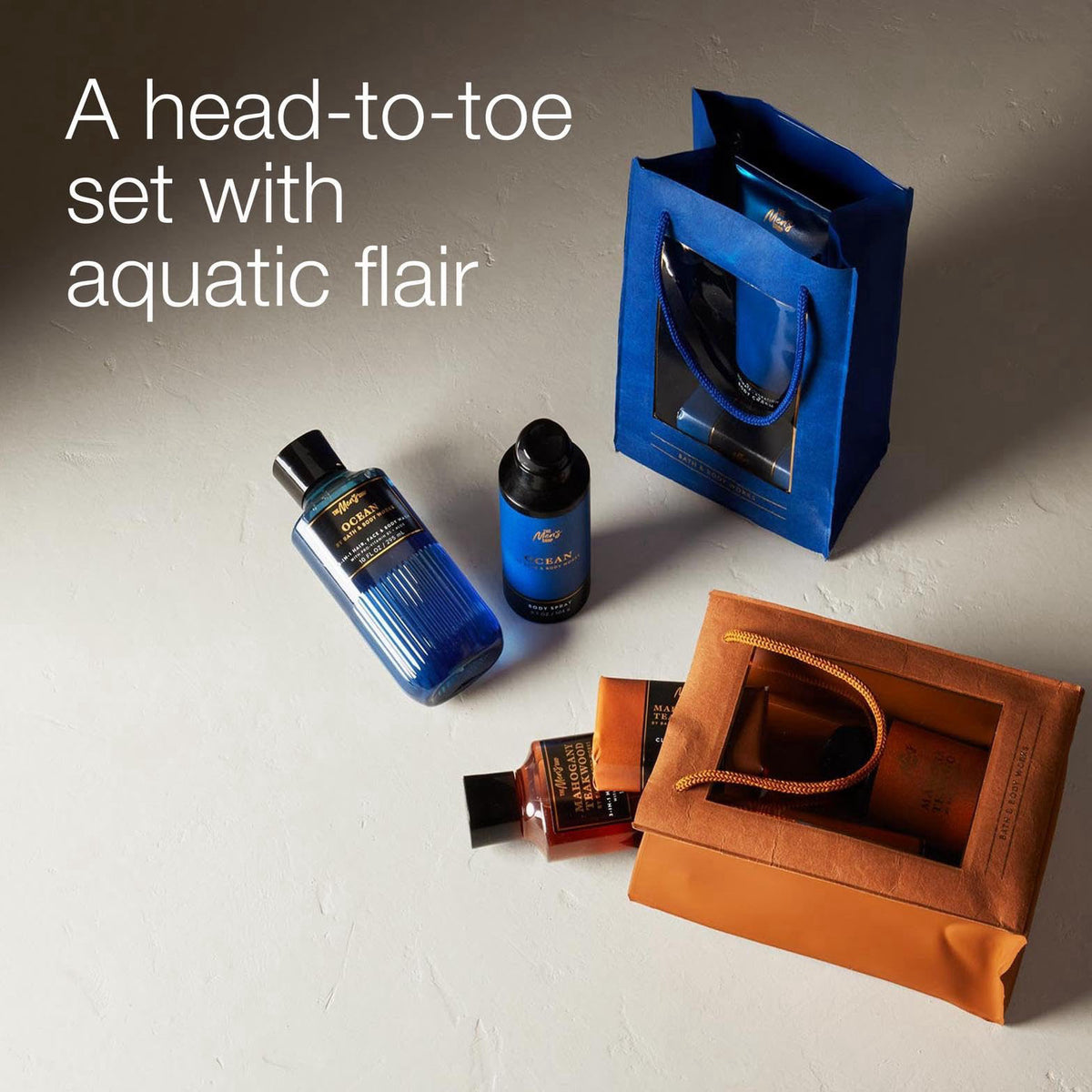 Bath & Body Works Men's Ocean Grooming Gift Set, 1 Pack – close-up detail in Blue