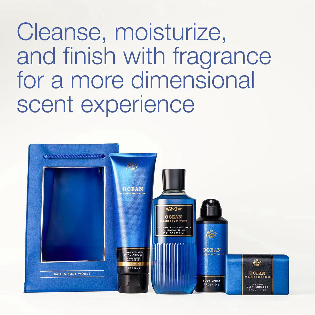 Bath & Body Works Men's Ocean Grooming Gift Set, 1 Pack – back view and specifications