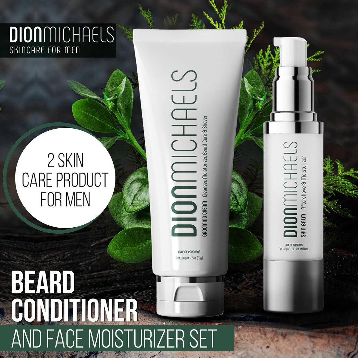 Dion Michaels 2-Pack Shaving Set, 4-in1 Grooming and Shave Cream & 2-in-1 Aftershave Balm – close-up detail