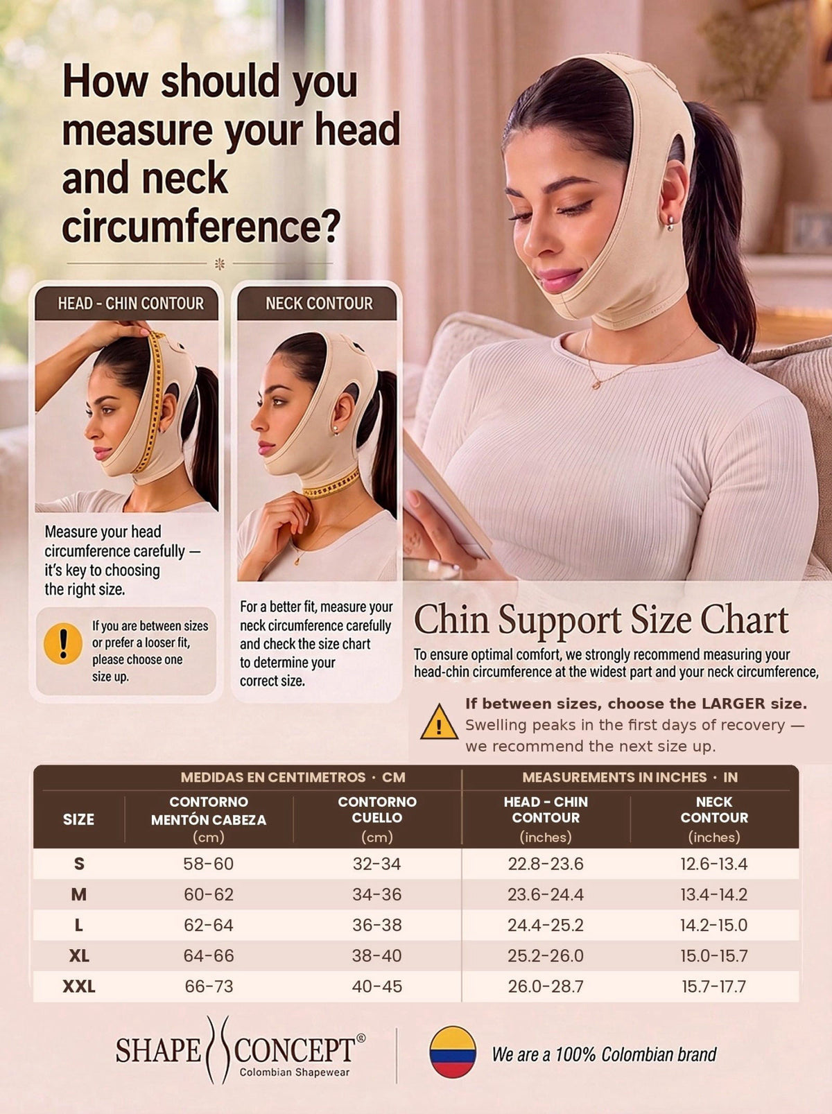 SHAPE CONCEPT 301 Chin Strap Support Band Neck Face High Compression – packaging and label