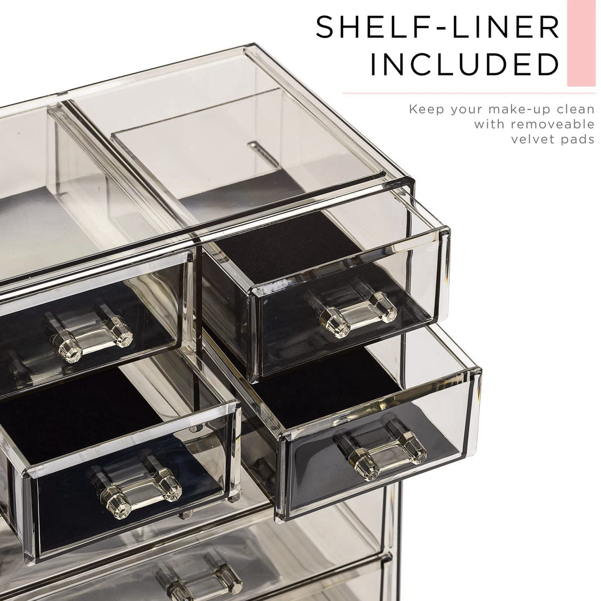 Sorbus Makeup Organizer, 7-Drawer Acrylic 2-Piece Set (Black Jewel) – alternate angle