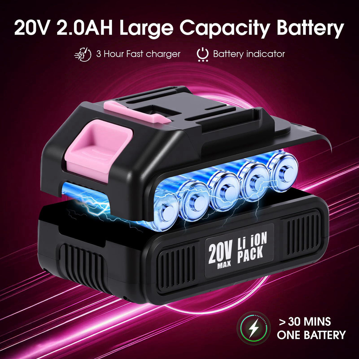 vioview 25pcs Car Cleaning Kit, Pink Interior Detailing Kit with High Power Vacuum Portable Cordless, Handheld Vacuum Cl