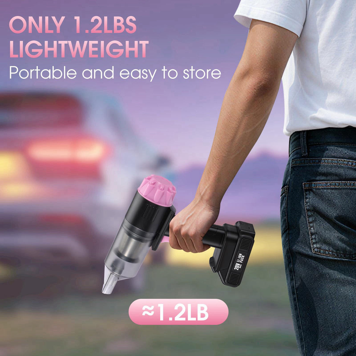 vioview 25pcs Car Cleaning Kit, Pink Interior Detailing Kit with High Power Vacuum Portable Cordless, Handheld Vacuum Cl