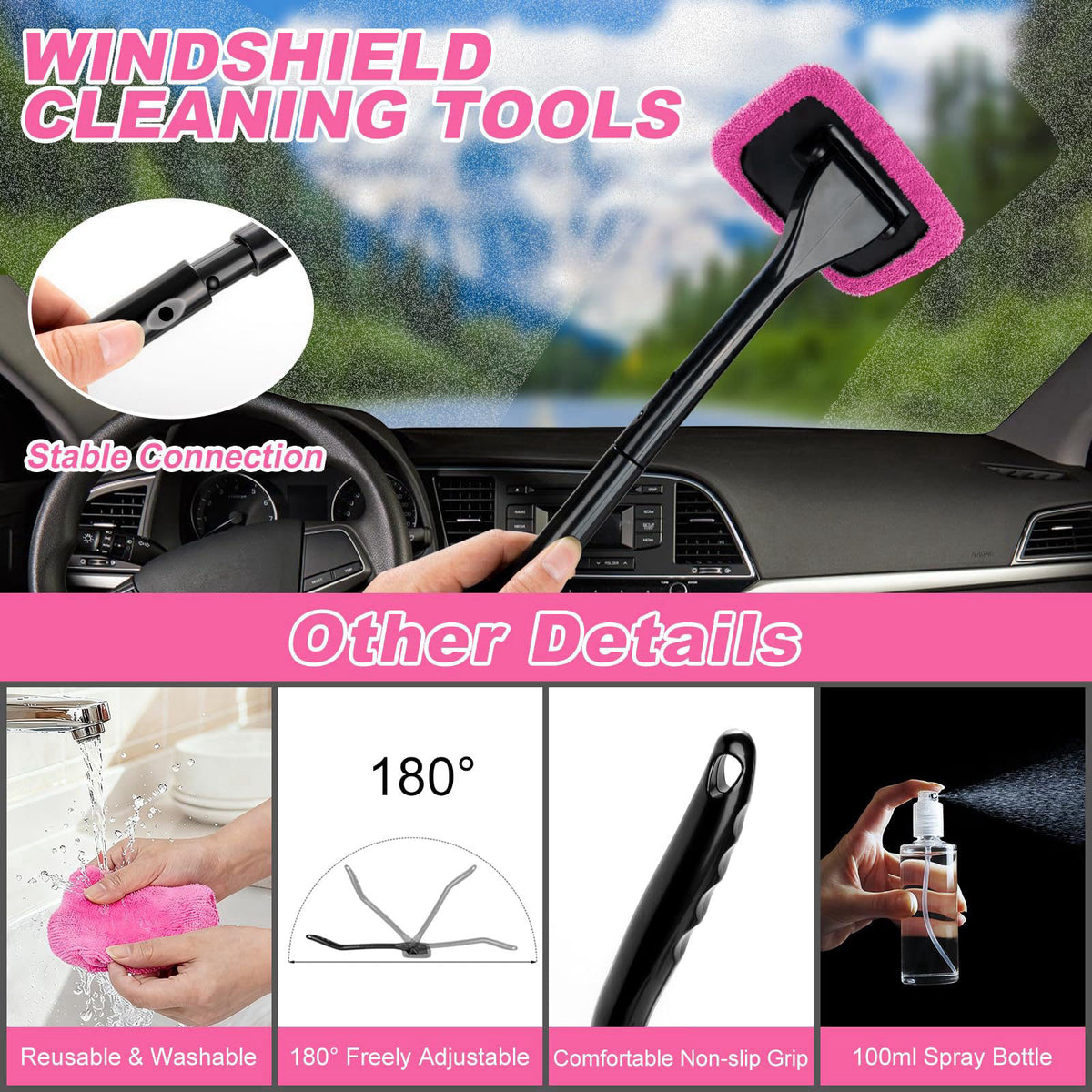 AUTODECO Car Cleaning Kit, Car Interior Detailing Kit with 12000PA Black Handheld Vacuum, Brush Set, Windshield Tool, Du