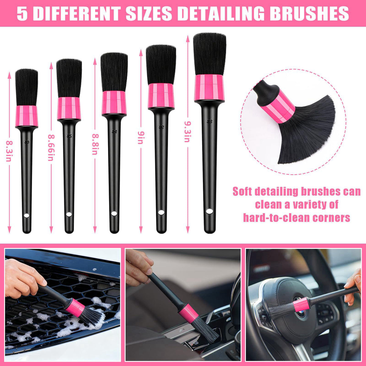 AUTODECO Car Cleaning Kit, Car Interior Detailing Kit with 12000PA Black Handheld Vacuum, Brush Set, Windshield Tool, Du