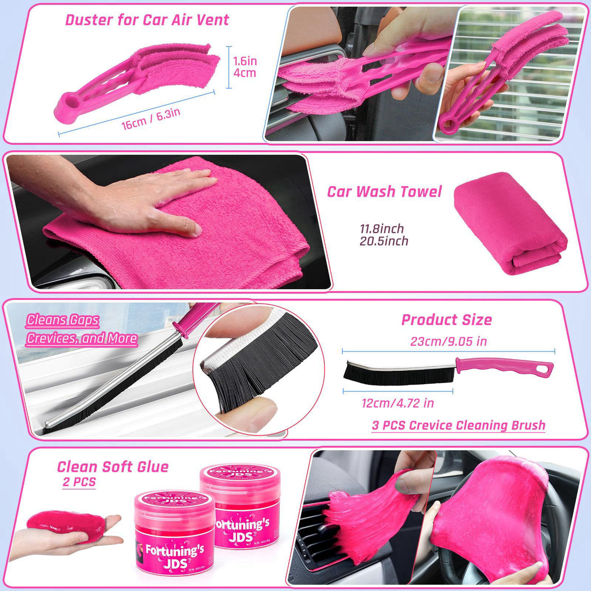 Fortuning's JDS 38PCS Car Detailing Kit Interior Cleaner with High Power Handheld Vacuum, Car Wash kit with Detailing Br