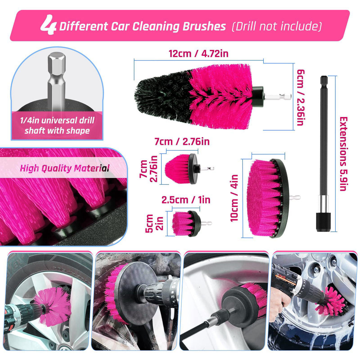 Fortuning's JDS 55PCS Pink Car Detailing Kit Interior Cleaner with High Power Handheld Vacuum, Car Wash kit with Detaili