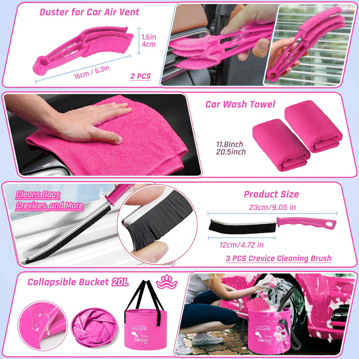 Fortuning's JDS 47PCS Car Detailing Kit Interior Cleaner, Car Cleaning Supplies with High Power Car Vacuum Cleaner,Auto 