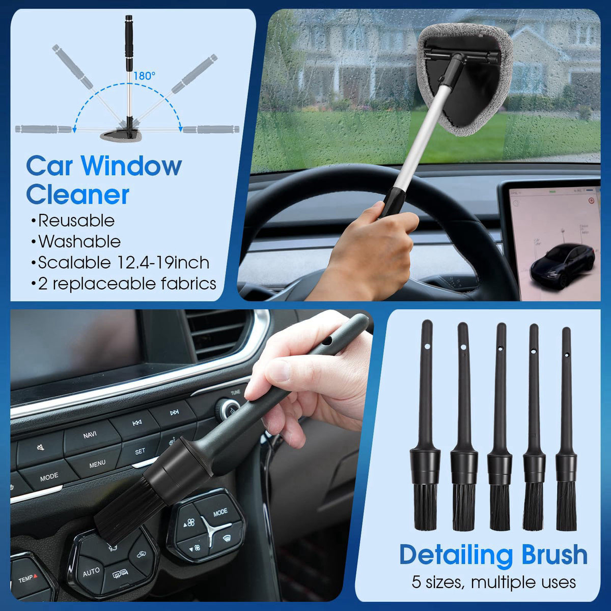 vioview 26pcs Car Cleaning Kit, Gray Interior Detailing Kit with High Power Vacuum Portable Cordless, Handheld Vacuum Cl