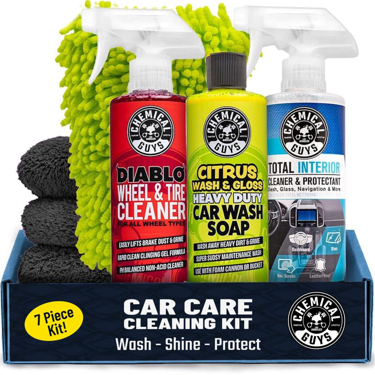 Chemical Guys, 7-Piece Car Cleaning Kit, Wash, Wheel & Interior Cleaners – product photo (Cleaning Kits)