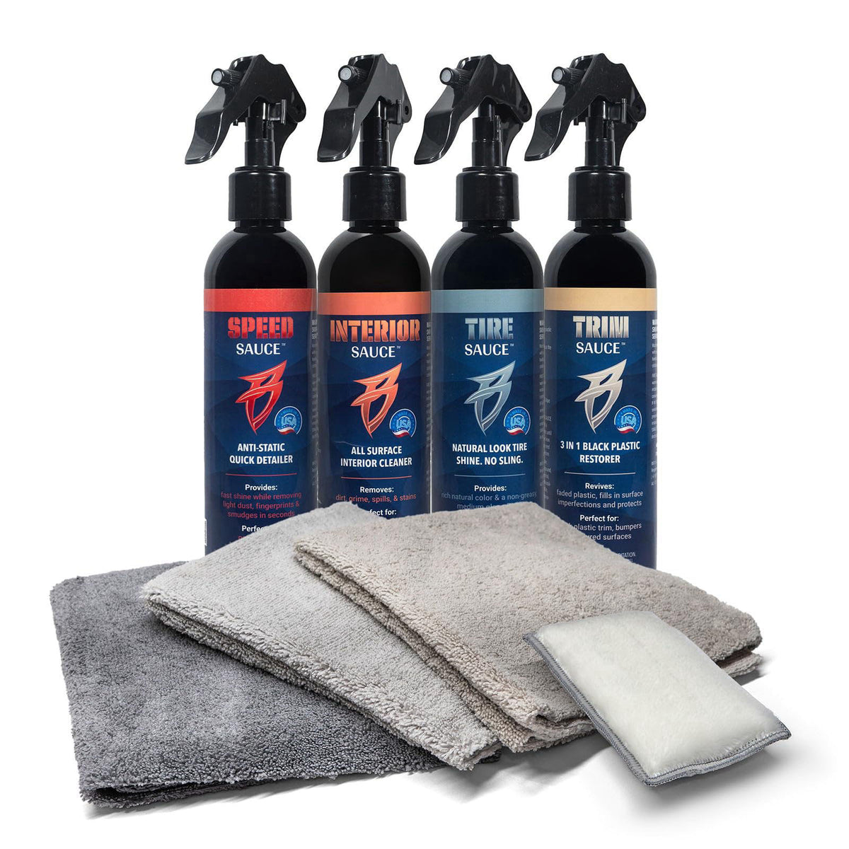 Bling Sauce Platinum Fast 4 Kit Automotive Cleaners, Speed, Interior, Tire and Trim Sauce, 8 oz each – product photo (Cl