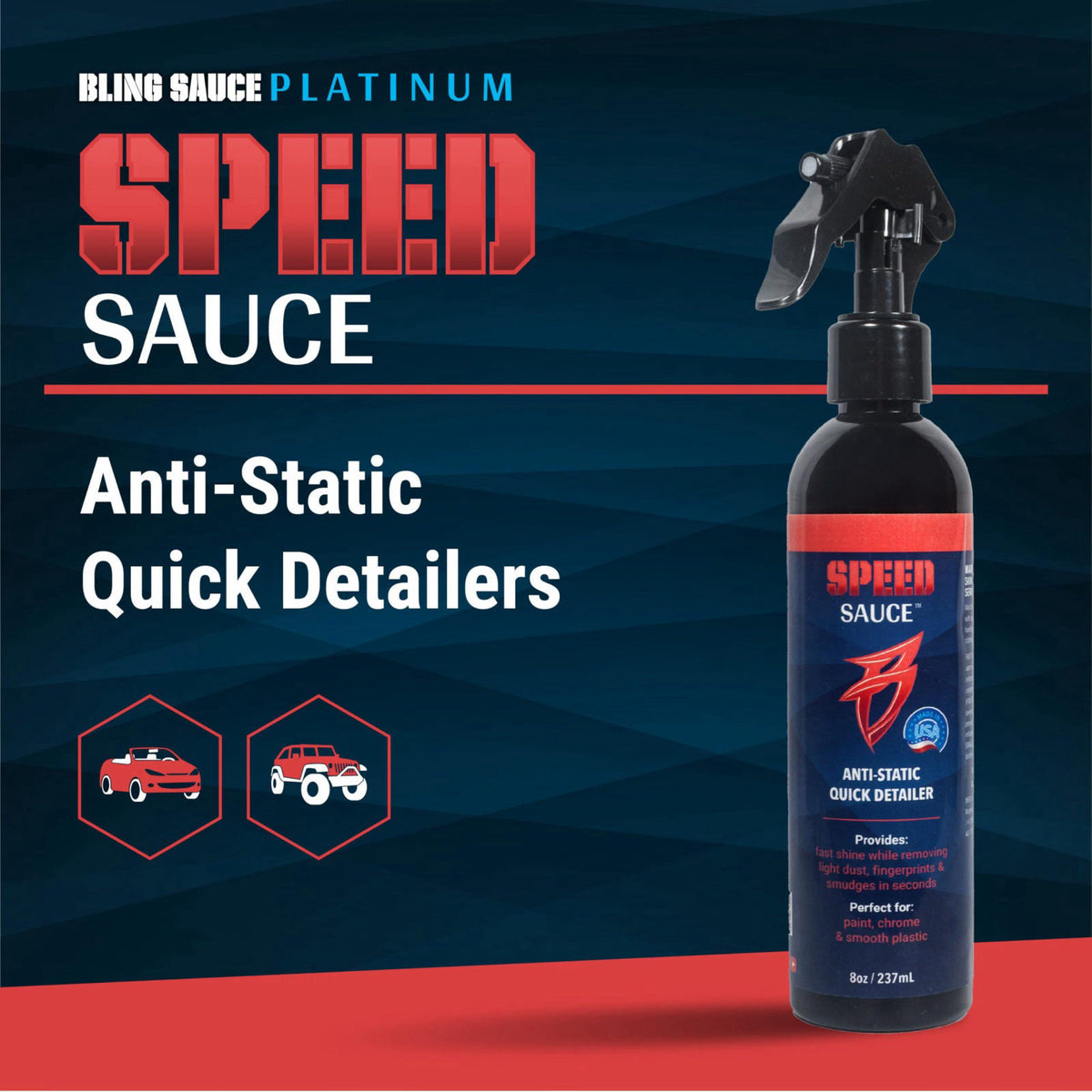Bling Sauce Platinum Fast 4 Kit Automotive Cleaners, Speed, Interior, Tire and Trim Sauce, 8 oz each – close-up detail