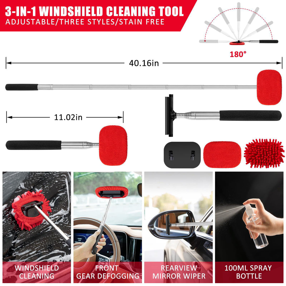 GPUSFAK 45Pcs Car Wash Cleaning Kit with High Power Handheld Vacuum Windshield Cleaning Tool with Side Mirror Squeegee D