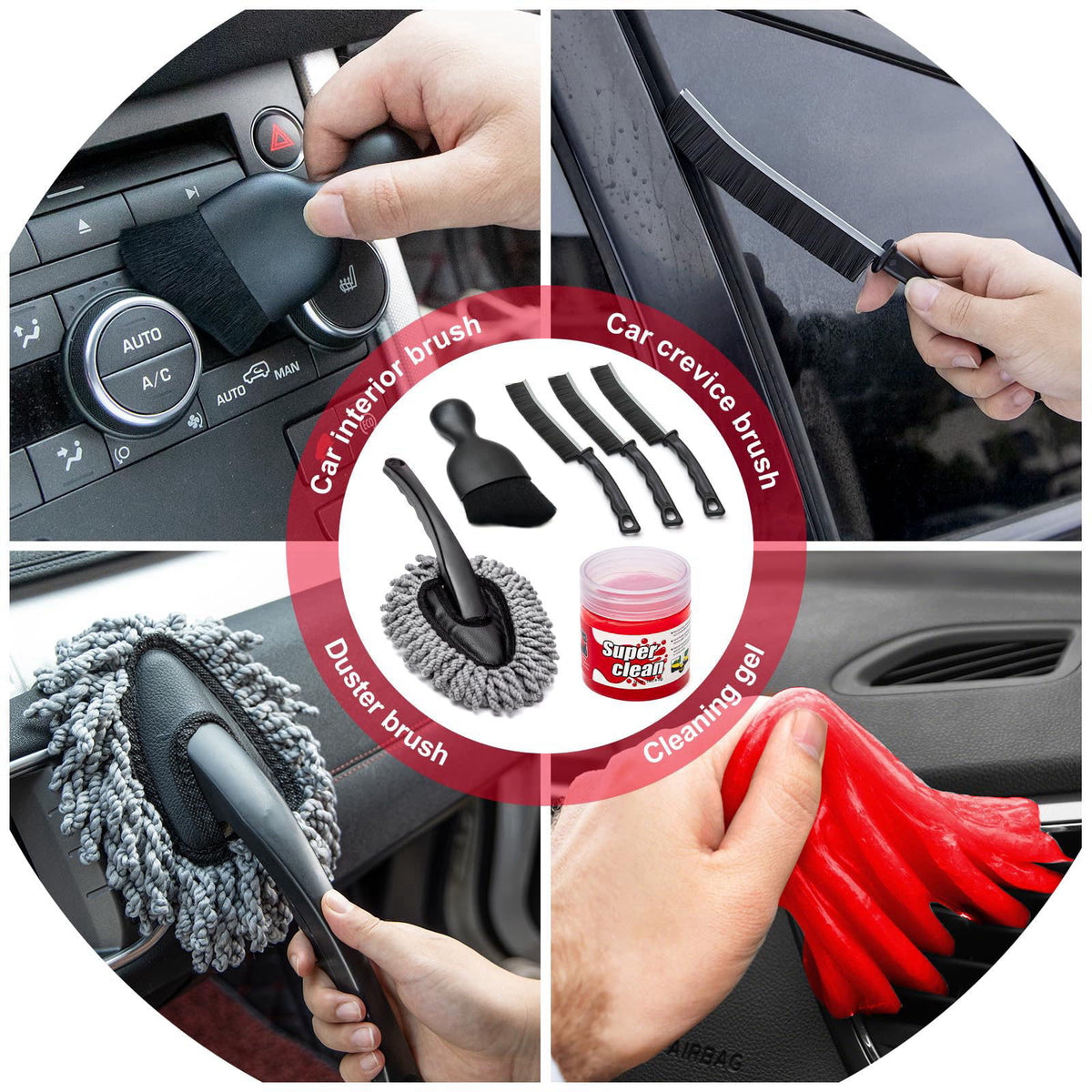 GPUSFAK 45Pcs Car Wash Cleaning Kit with High Power Handheld Vacuum Windshield Cleaning Tool with Side Mirror Squeegee D