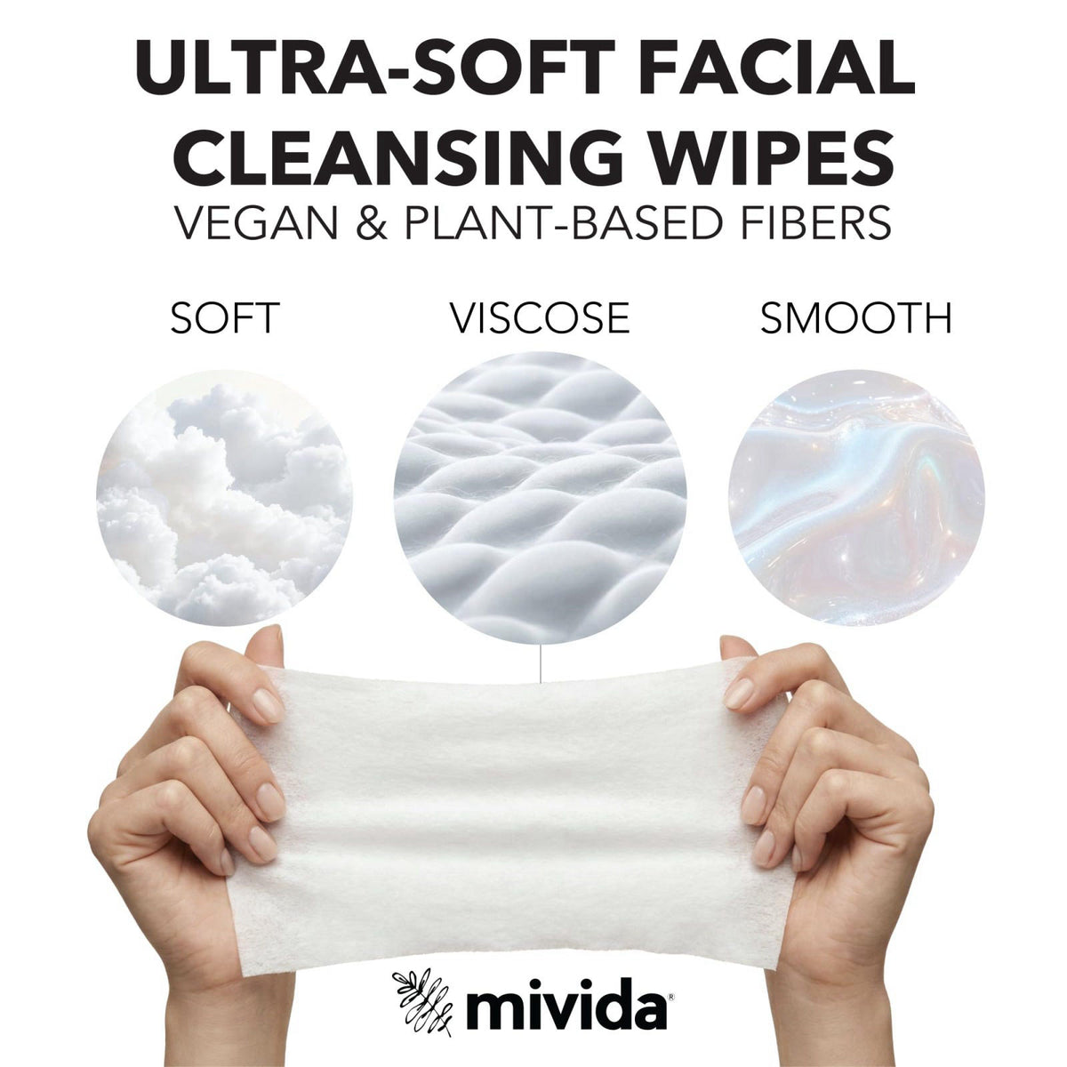 mivida Professional Makeup Remover Wipes Bulk Case | 500 Wipes (10 Packs x 50) | HRIPT Dermatologist Tested | Fragrance 