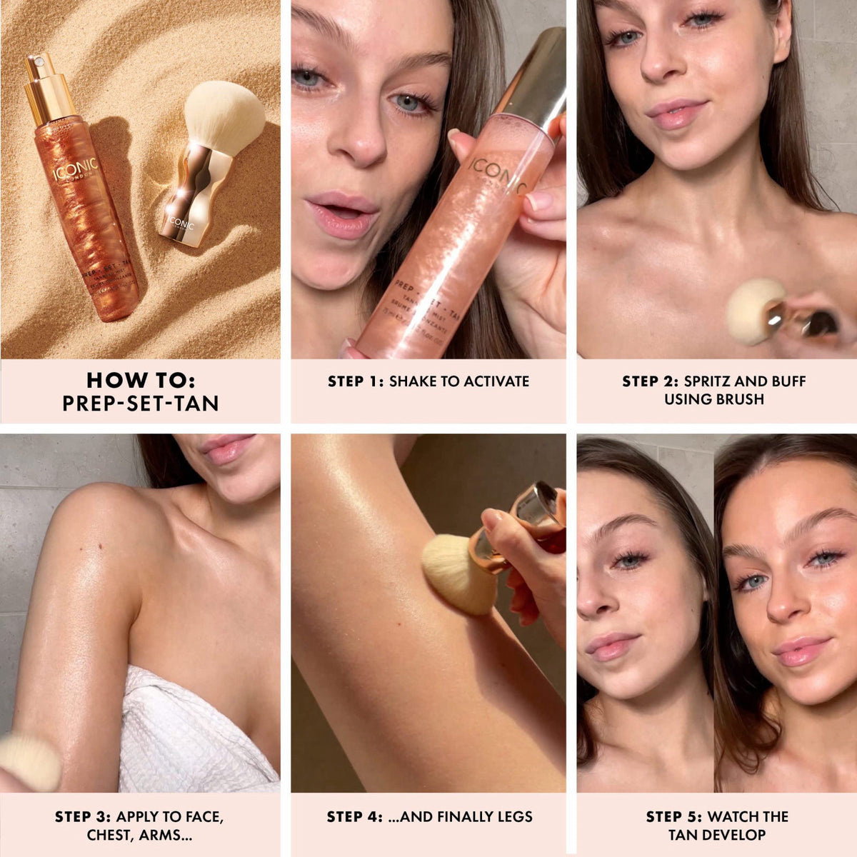 ICONIC LONDON Prep-Set-Tan Glow | Shimmer Facial Tanning Mist, 2.53 Fl Oz – packaging and label