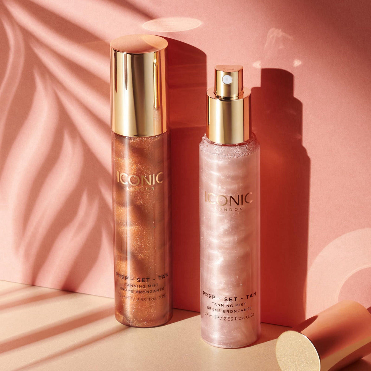 ICONIC LONDON Prep-Set-Tan Glow | Shimmer Facial Tanning Mist, 2.53 Fl Oz – back view and specifications