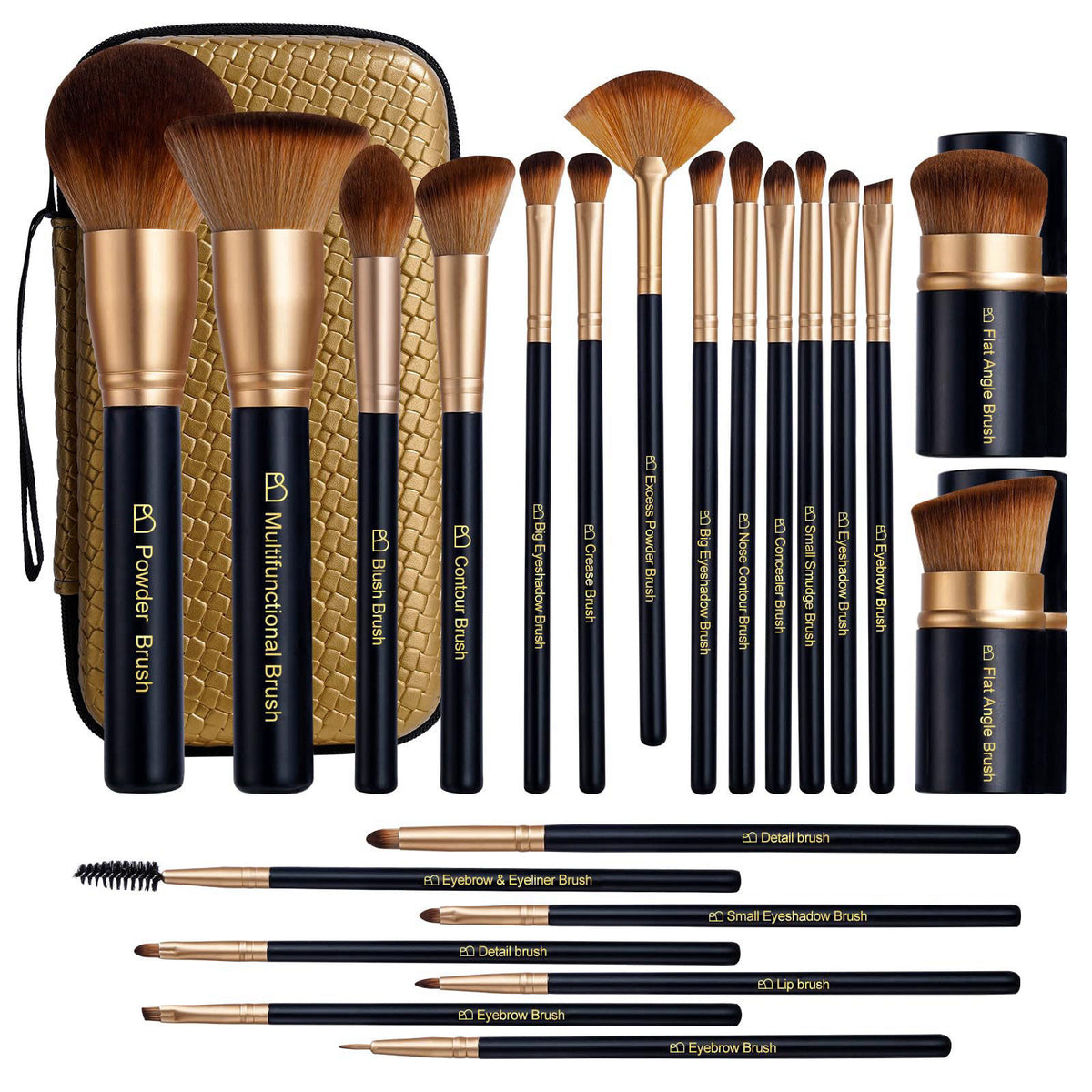 BS-MALL Makeup Brushes Set with Kabuki, Powder & Eyeshadow Brushes | Travel Friendly Makeup Kit with Bag | Concealer, Bl