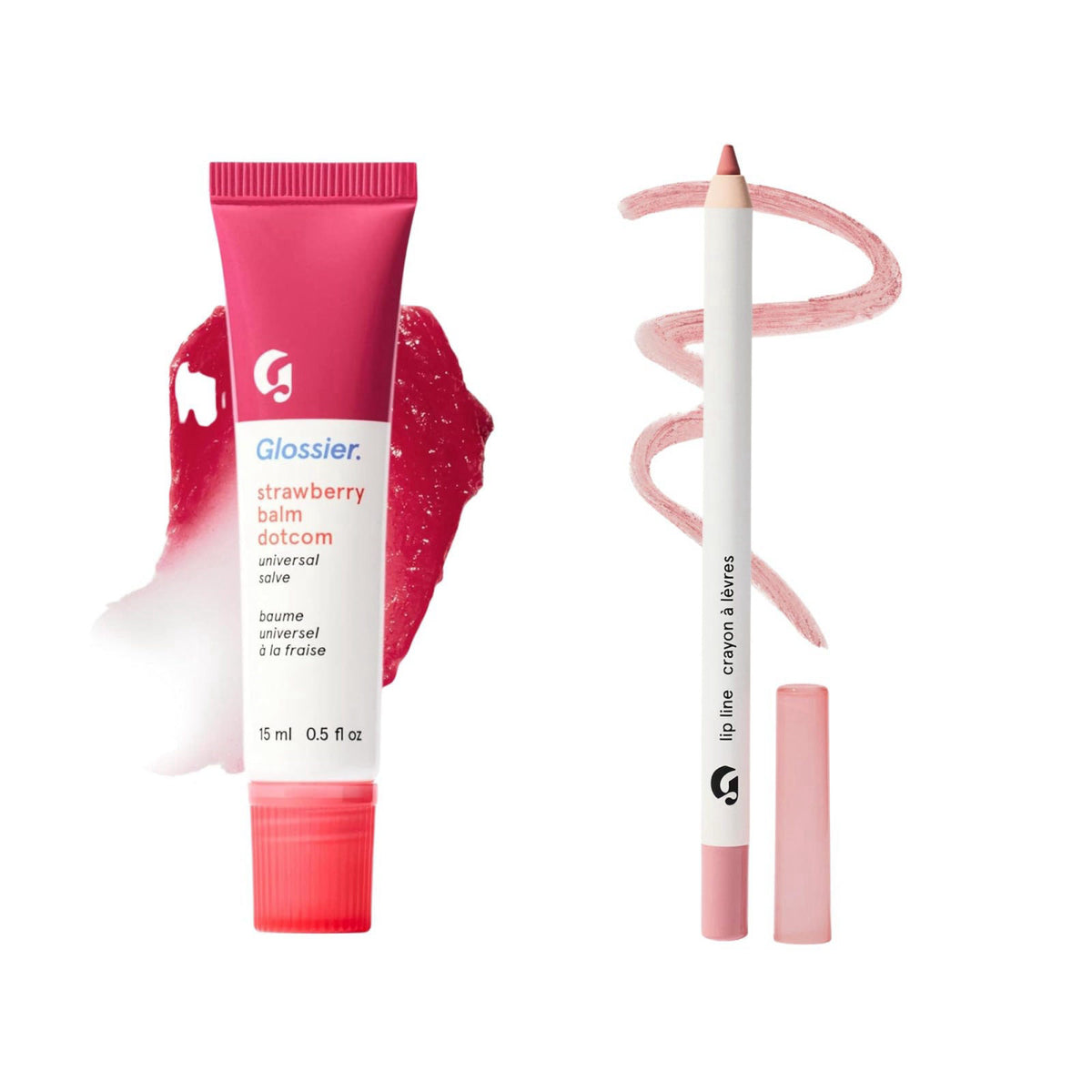 Glossier Lip Duo, Strawberry Balm Dotcom + Hold Liner, 2 Count – product photo (Balms &amp; Moisturizers)