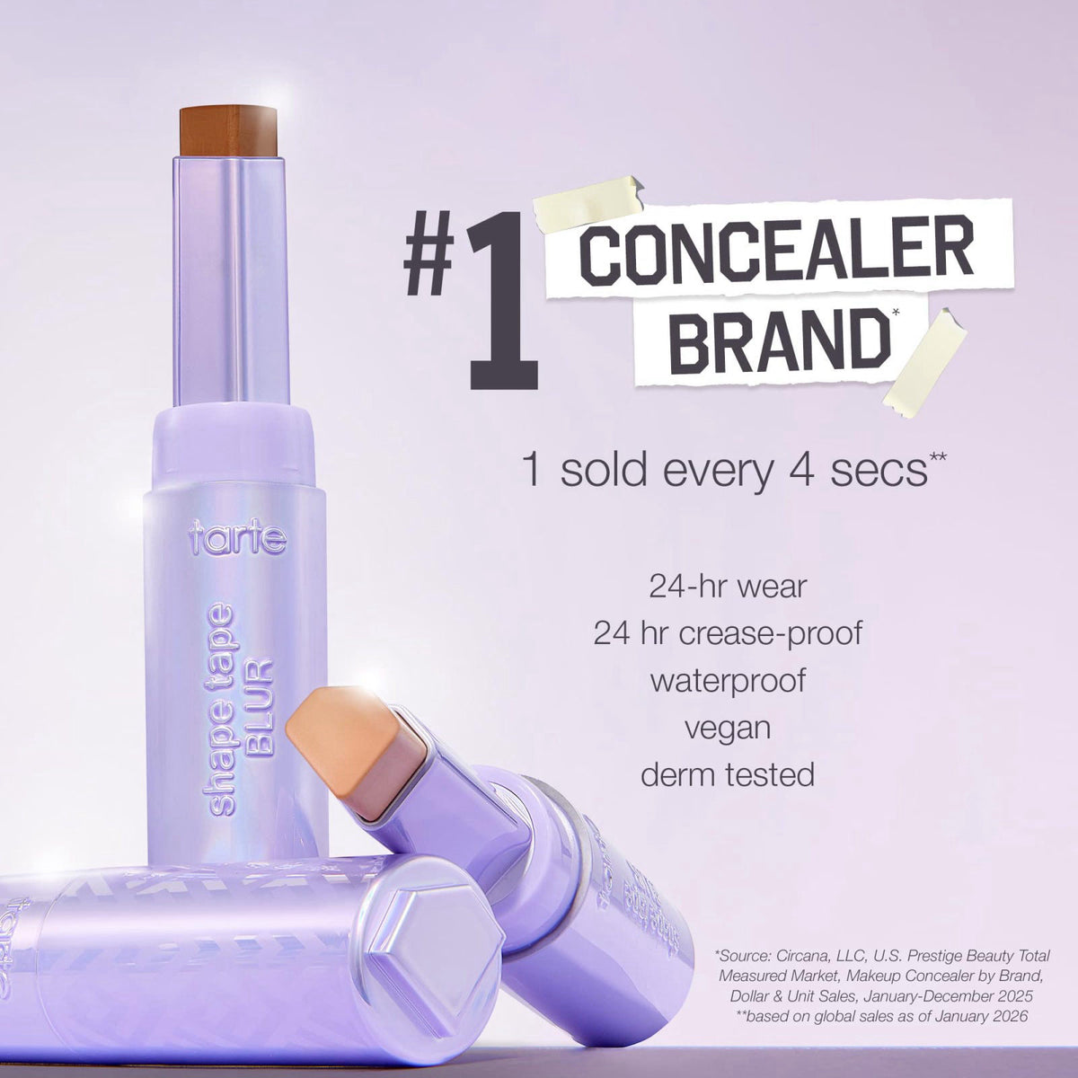 tarte shape tape blur concealer stick - Full Coverage Crease-Proof Makeup, Diamond-Shaped Precision Tip for Instant Eye 