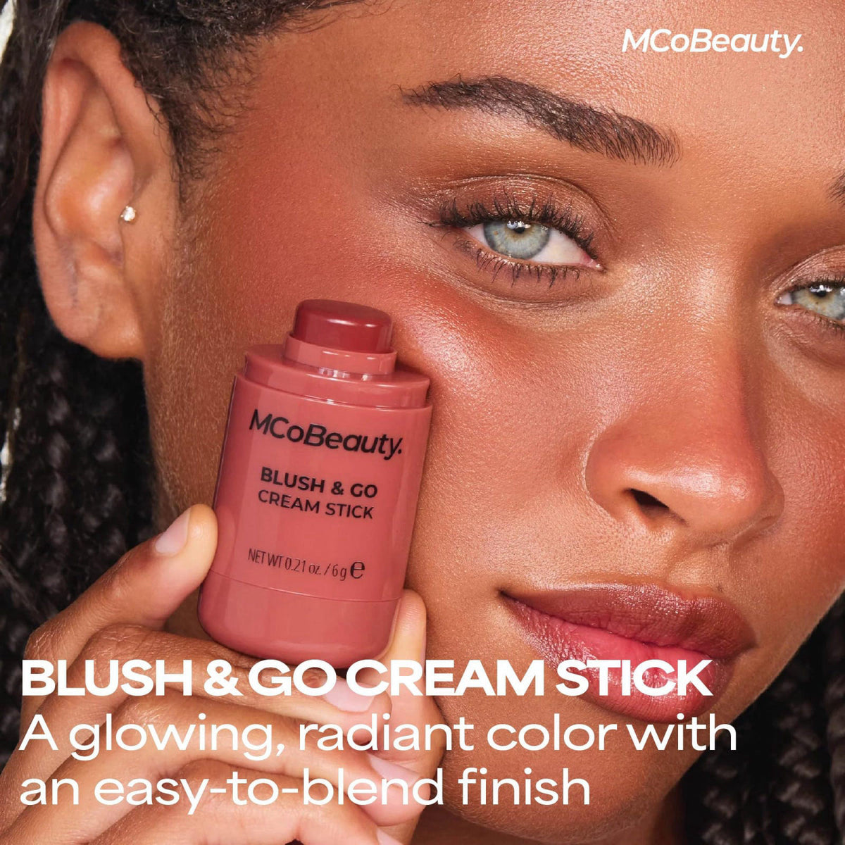 MCoBeauty Setting Spray, Powder, Glow Filter & Blush Set - Hot Pink – back view and specifications