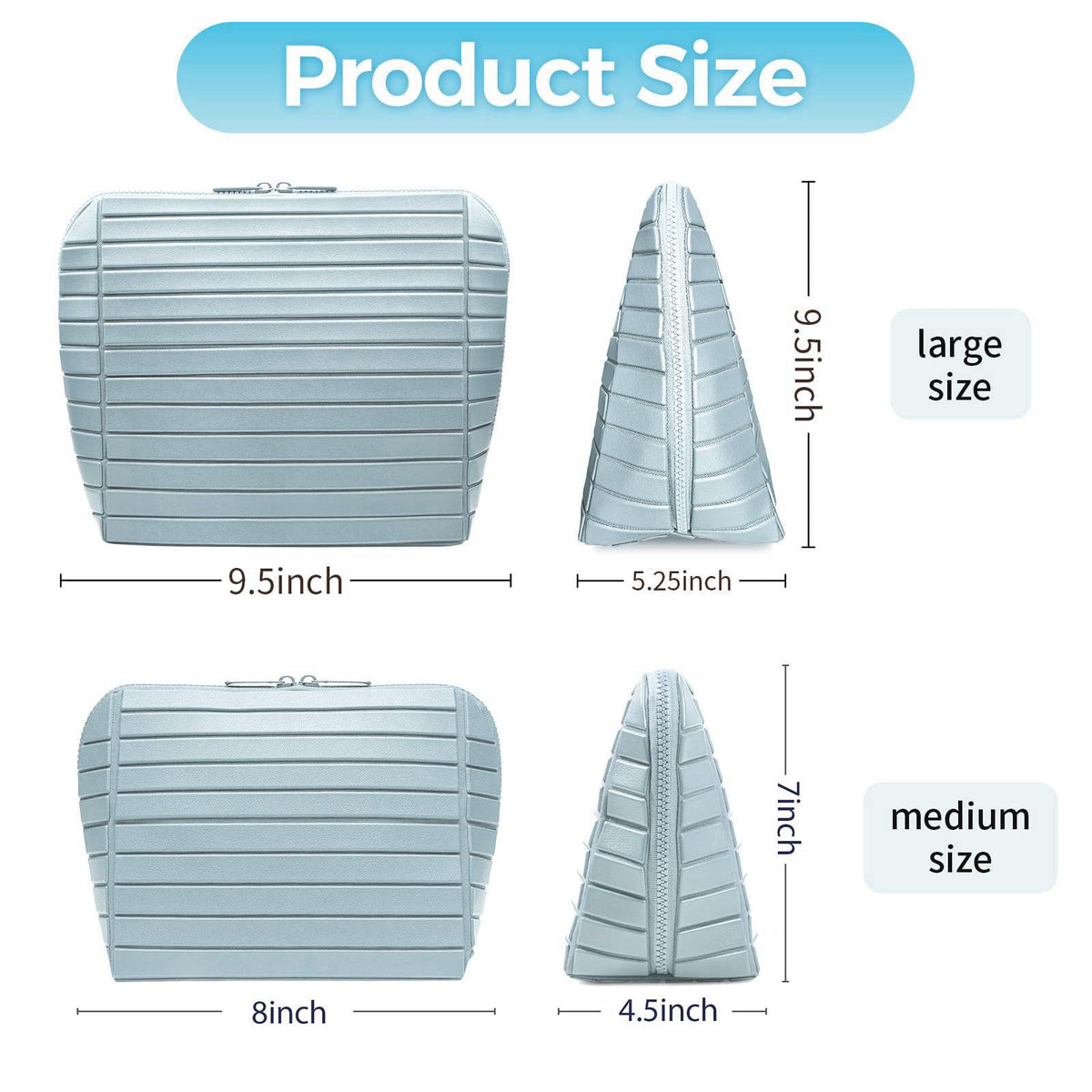 Travel Makeup Organizer Bag with Fold-Down Design and Adjustable Dividers, 27 Pockets & 3 Brush Storage Holders, Large C