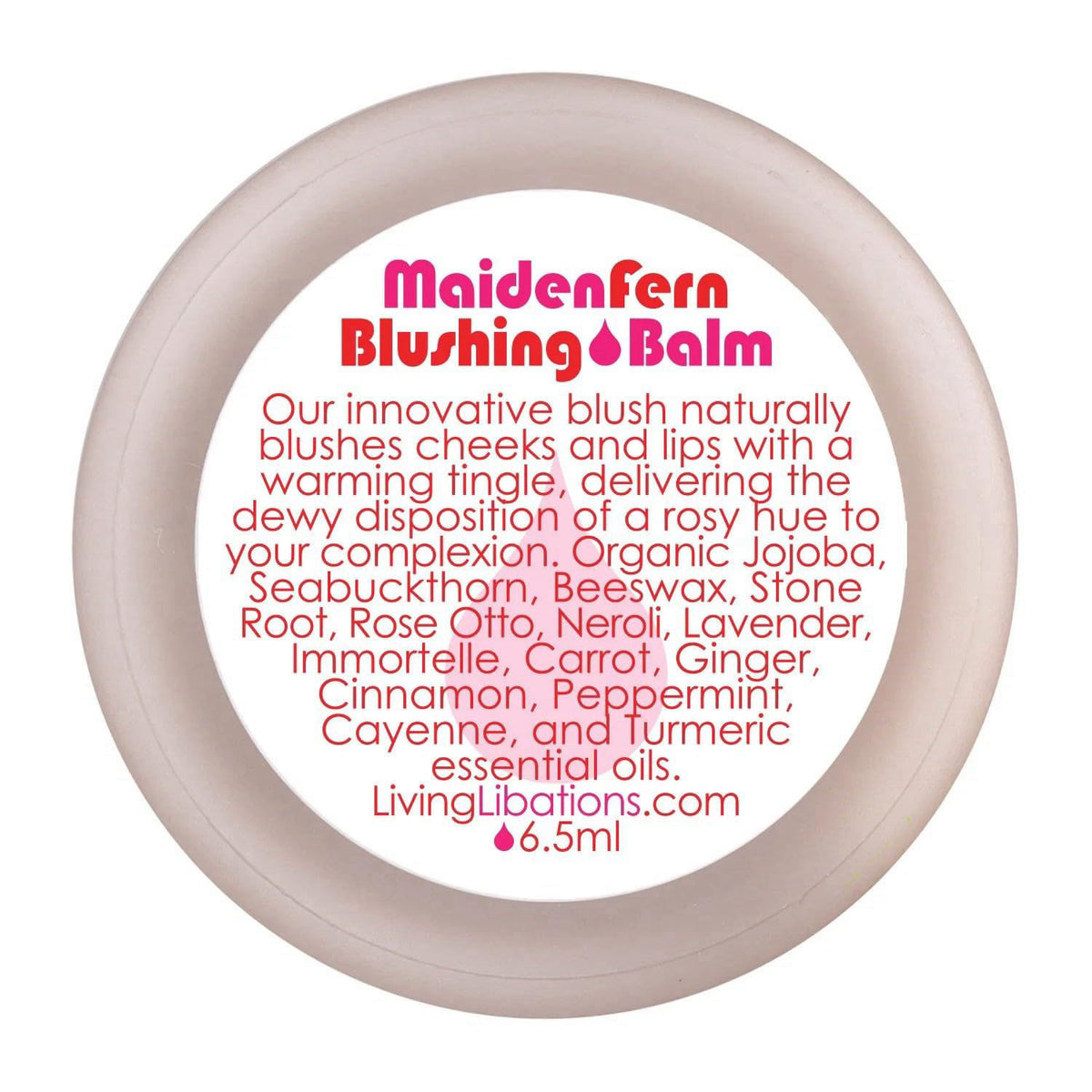 LIVING LIBATIONS - Organic Maiden Fern Blushing Balm | Natural, Wildcrafted Clean Beauty (.22 oz | 6.5 ml) – packaging a