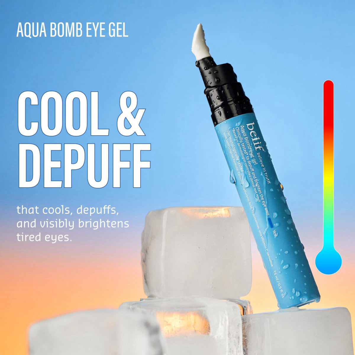 belif Aqua Bomb Cooling Eye Gel with Ceramic Tip for Depuffing, 0.5 fl oz – close-up detail