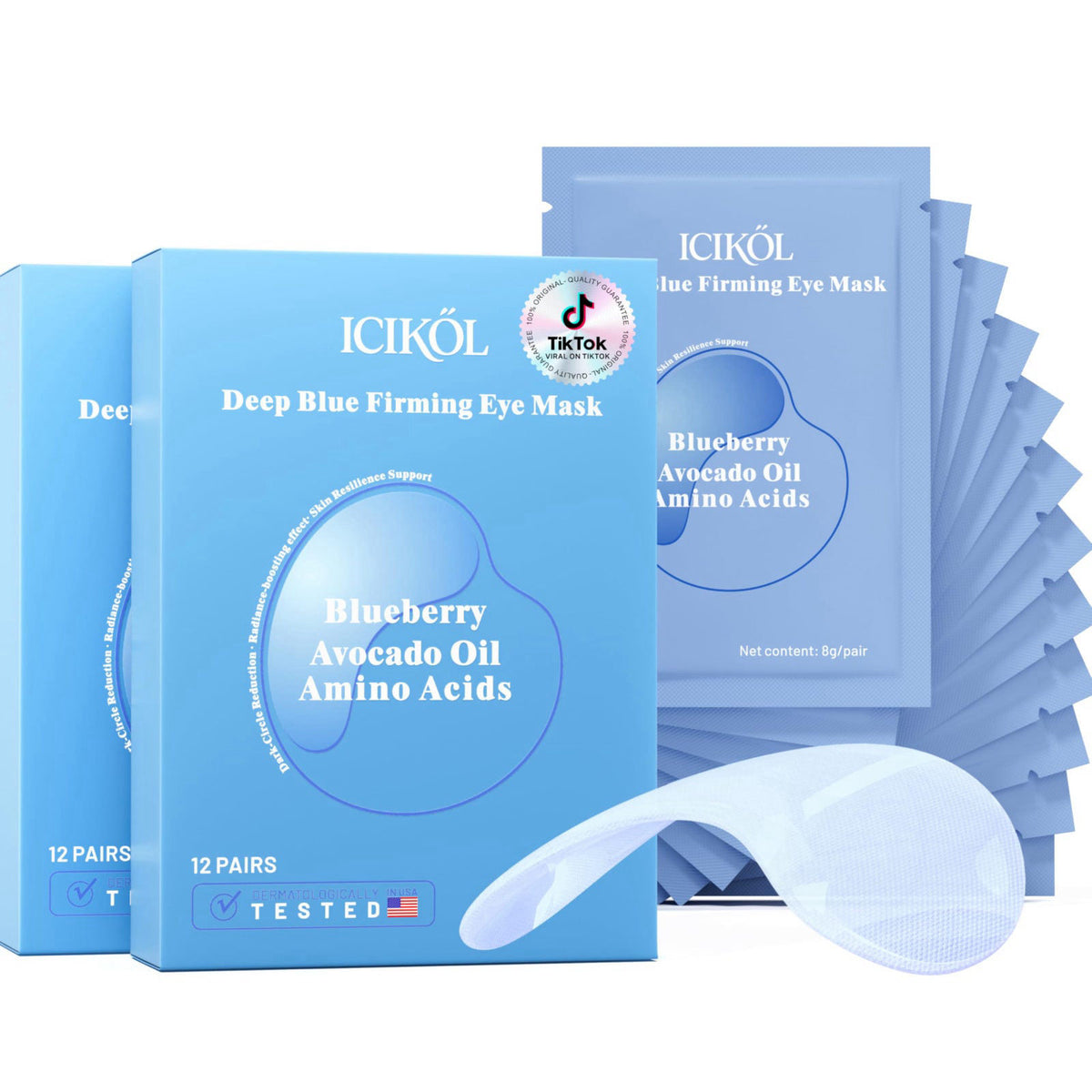 ICIKOL Blueberry Collagen Under Eye Patches, Eye Mask for Puffy Eyes and Dark Circles, Deep Hydrating Under Eye Mask Pat