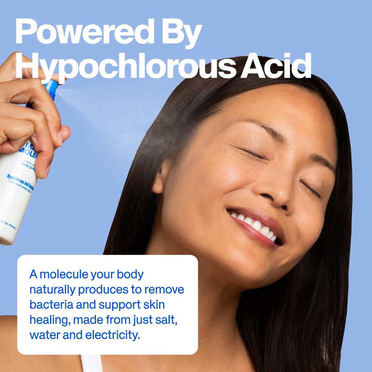 Magic Molecule Skin Spray, Hypochlorous Acid Formula, 8oz 3PK – back view and specifications