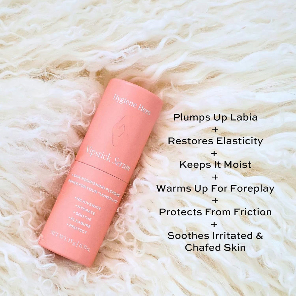 Hygiene Hero Vipstick Serum - 0.53 oz | Flavor: Strawberry Smoothie – back view and specifications
