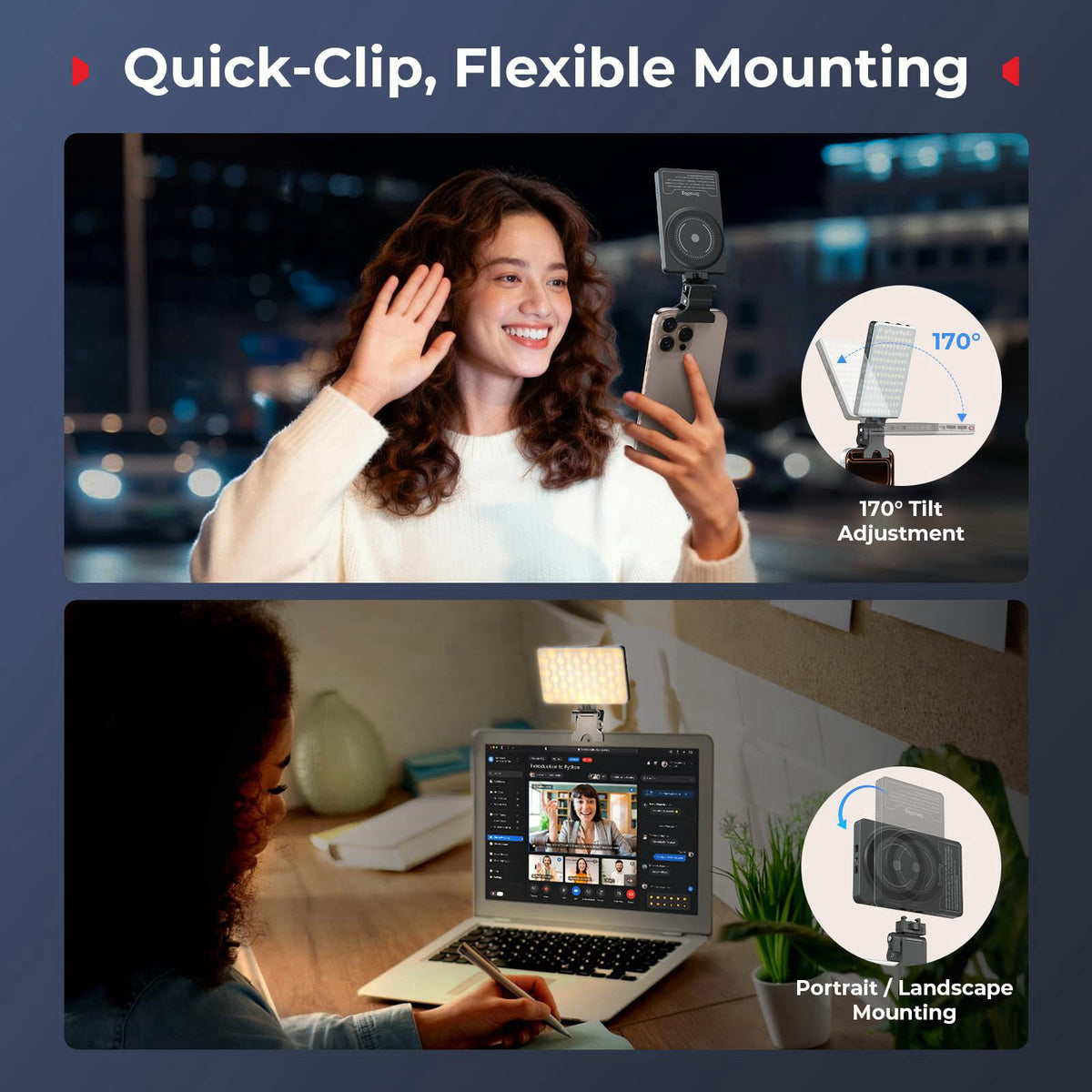 SmallRig M3 Magnetic Selfie Phone Light with Clip, Portable Light – full view