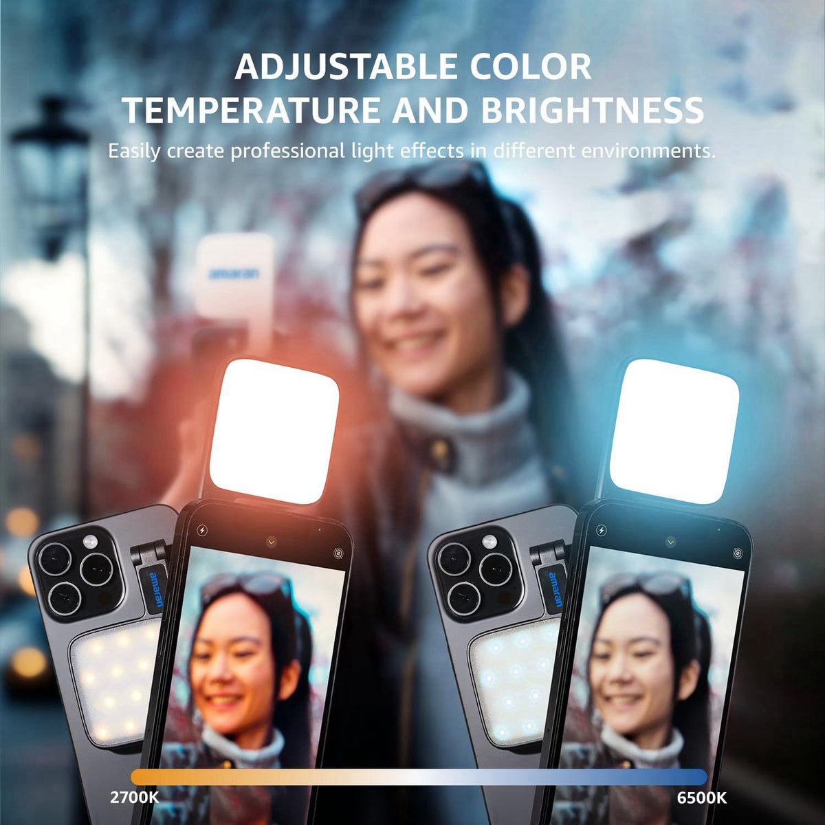 amaran Go Magnetic Phone Selfie Light – packaging and label