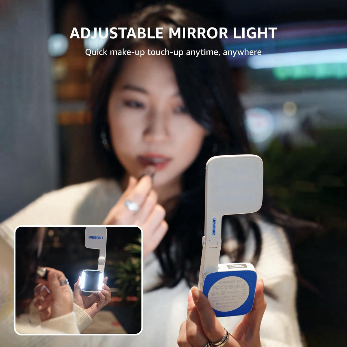 amaran Go Magnetic Phone Selfie Light – full view, size 5.8 centimeters