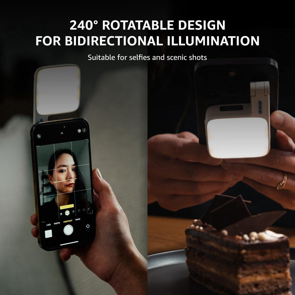 amaran Go Magnetic Phone Selfie Light – back view and specifications