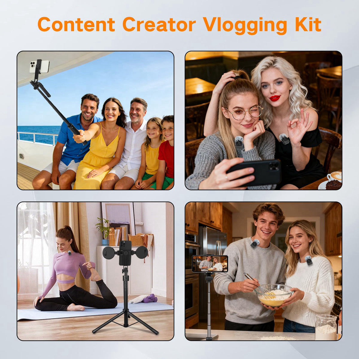 Zarcaco Professional Vlogging Kit for iPhone/Android, 70”Auto Face Tracking Tripod for iPhone with Light, 25H Battery Li