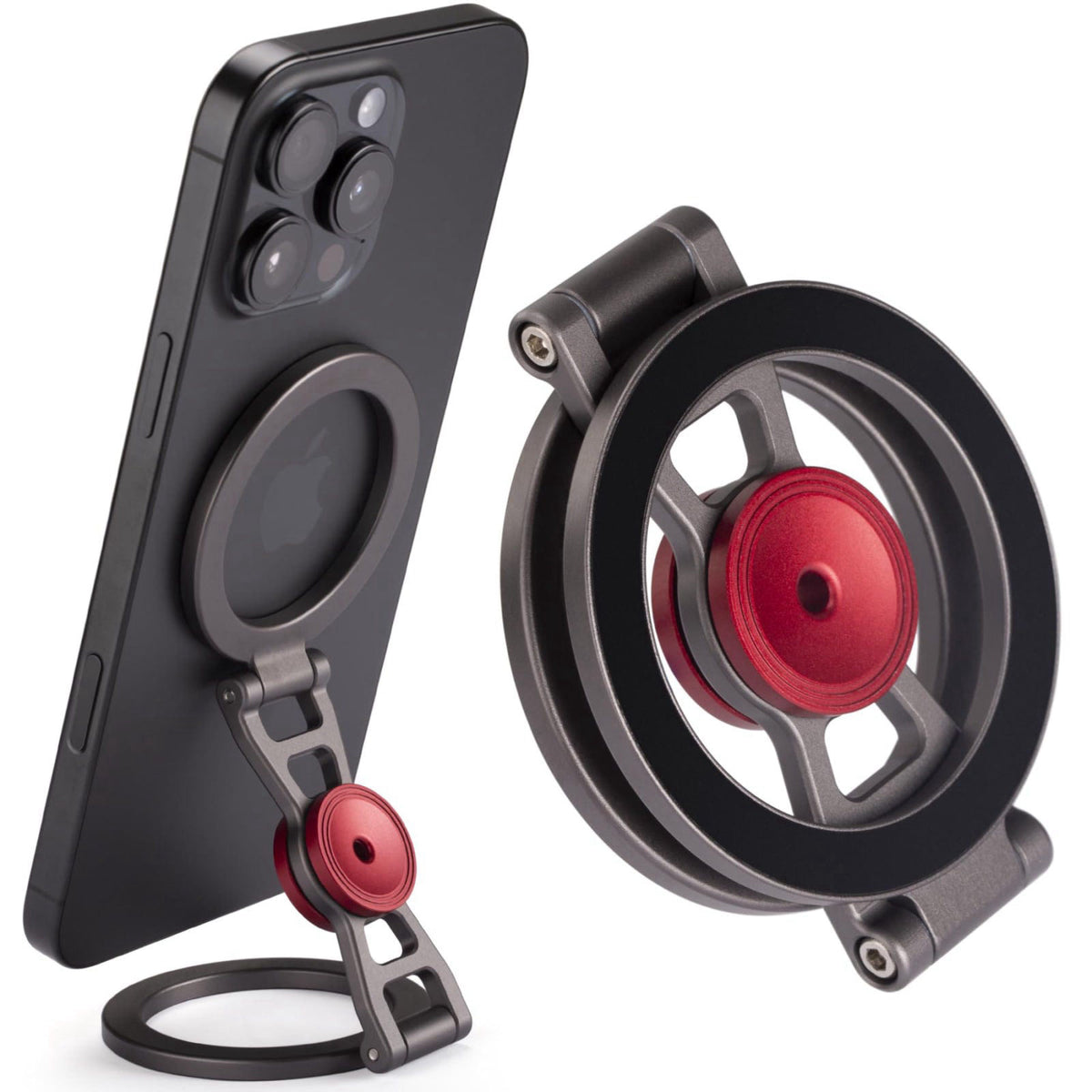 SHINEWEE Magnetic Phone Stand & Fidget Spinner Combo for MagSafe iPhone 12‑17 – Grey, Aluminum